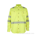 Camisa de trabajo de la industria de algodón Hi Vis retardante de llama